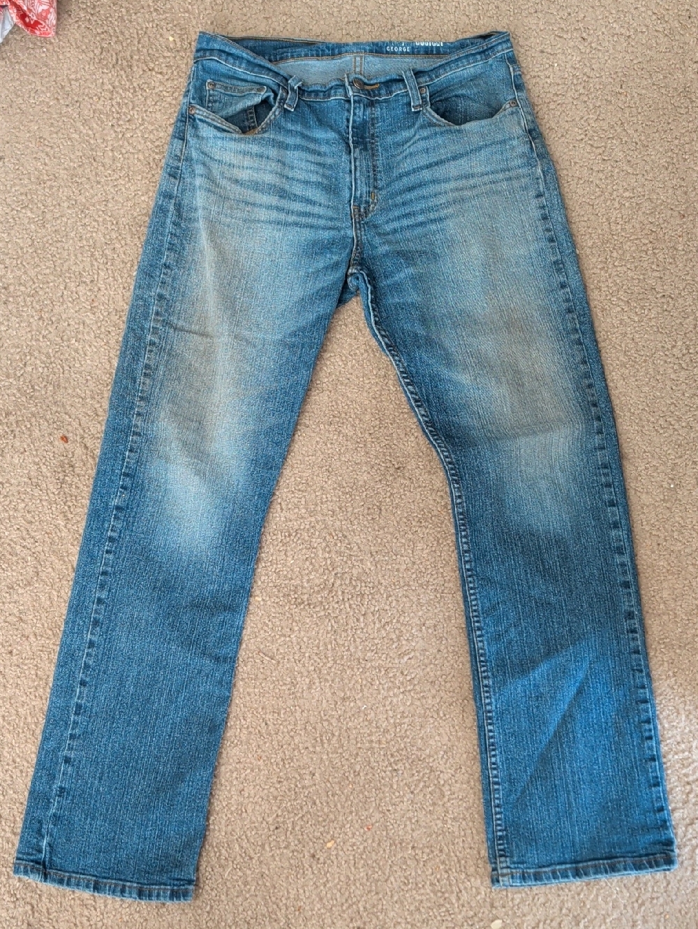 George Men's Blue Straight Jeans with Faded Wash 32x32
